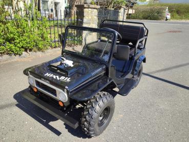 HILLBIL XTR-9 Mini Offroad Kinderfahrzeug Benzin 150 ccm bis 60 km/h (Kinderauto schwarz glänzend) mit Luftbereifung, Federung und Anhängerkupplung - 200 kg Belastung